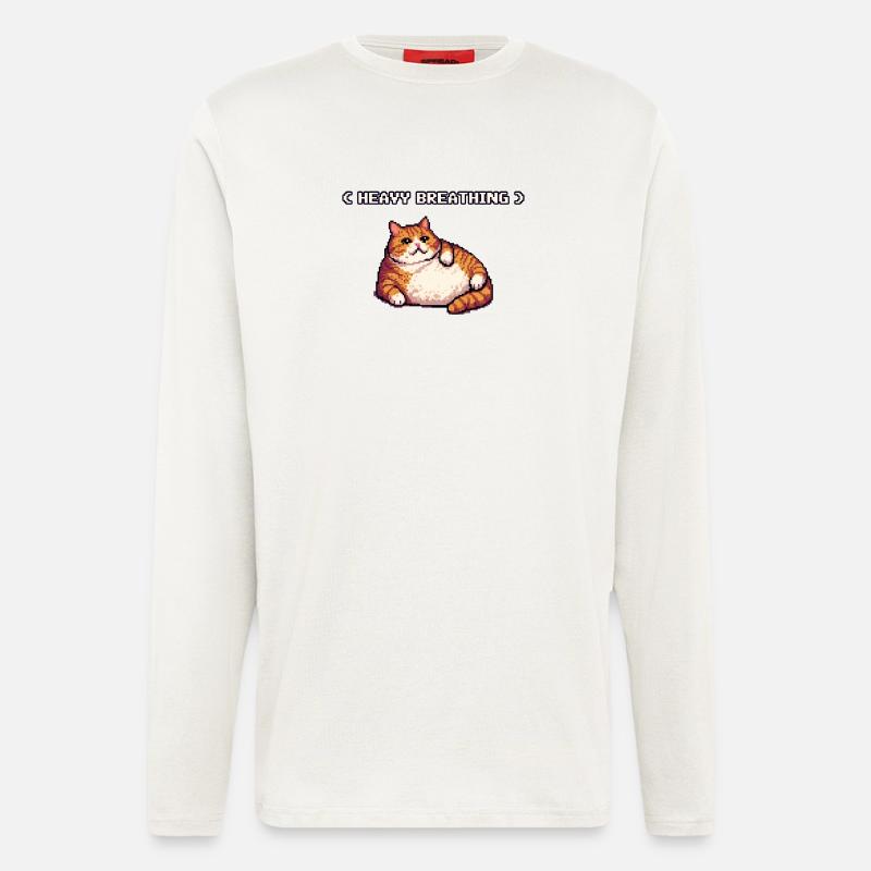 Chonky Pixel Cat Heavy Breathing - Langarmshirt - made by SPREAD  - OFF WHITE
