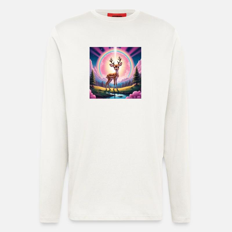 Reh mit Regenbogen - Langarmshirt - made by SPREAD  - OFF WHITE