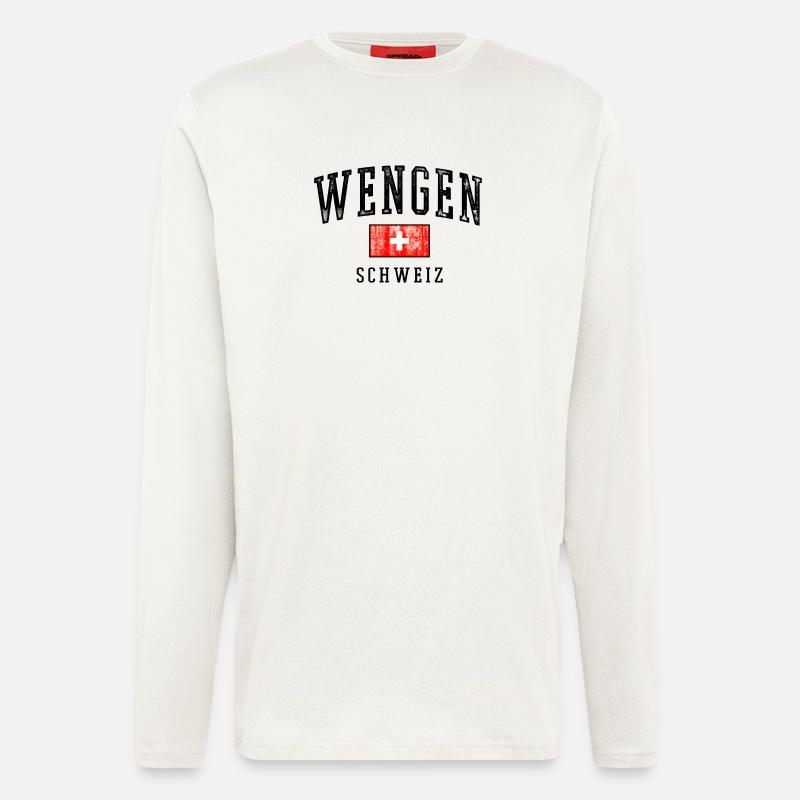 Wengen Schweiz Emblem - Langarmshirt - made by SPREAD  - OFF WHITE