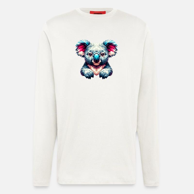 Polygonaler Koala - Langarmshirt - made by SPREAD  - OFF WHITE