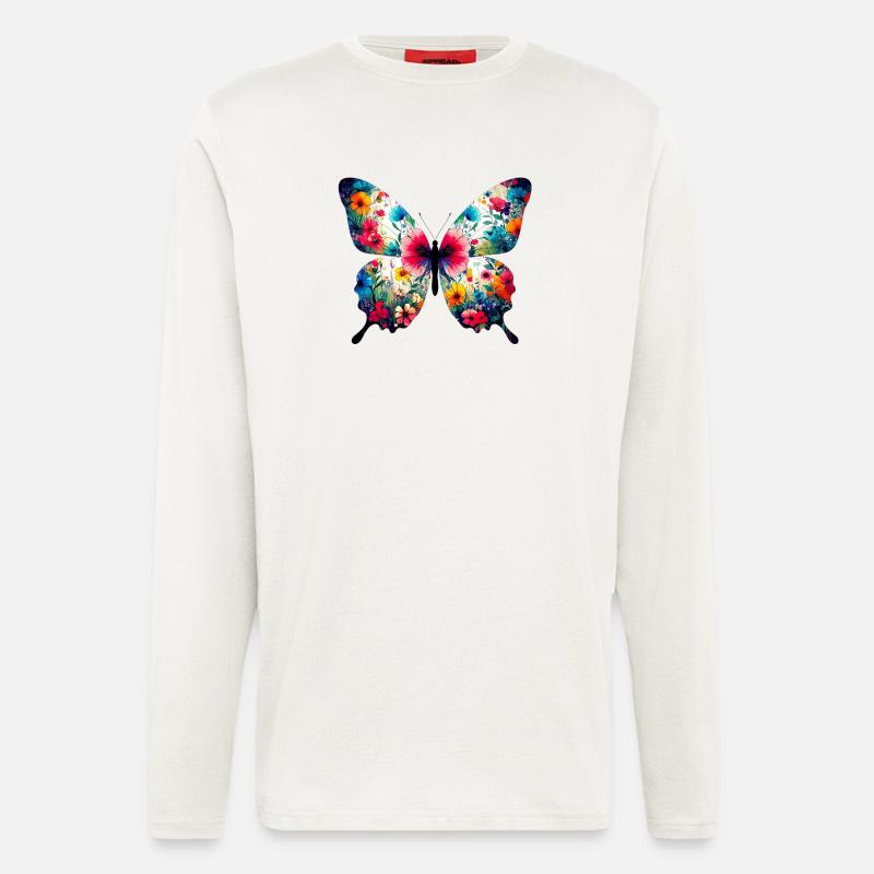 Papillon - Manches longues bio décontracté fabriqué en UE - OFF WHITE