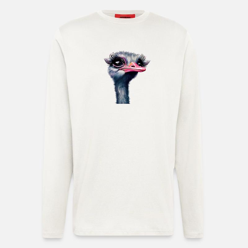 Straußen-Make-up - Langarmshirt - made by SPREAD  - OFF WHITE