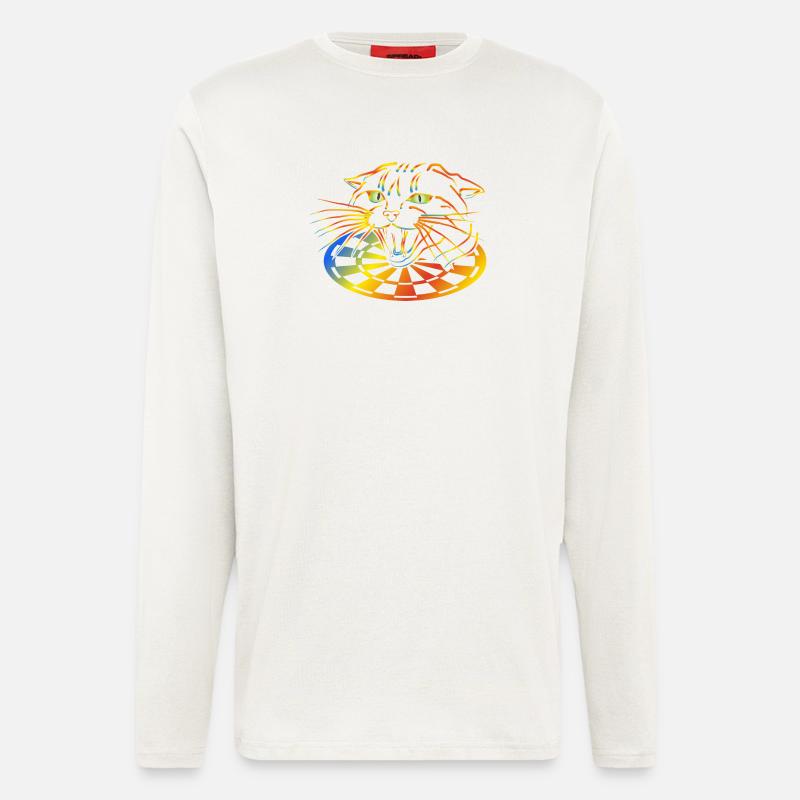 Dart Regenbogenkatze Neonkunst - Langarmshirt - made by SPREAD  - OFF WHITE
