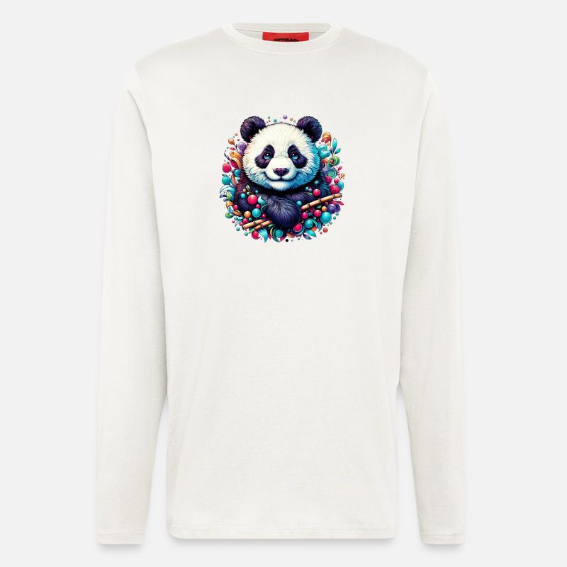 Panda - Manches longues bio décontracté fabriqué en UE - OFF WHITE