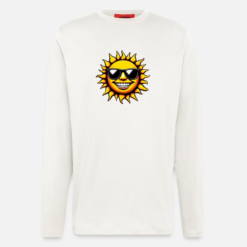 Sonne mit Sonnenbrille - Langarmshirt - made by SPREAD - OFF WHITE