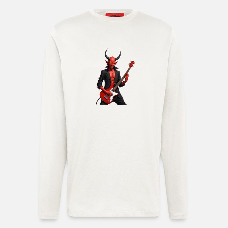 Teufel mit roter E-Gitarre - Langarmshirt - made by SPREAD  - OFF WHITE