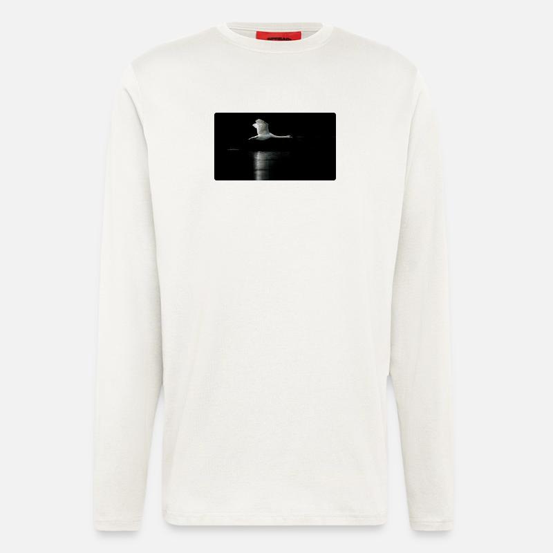 Fotomotiv Schwan im Flug dunkel - Langarmshirt - made by SPREAD  - OFF WHITE