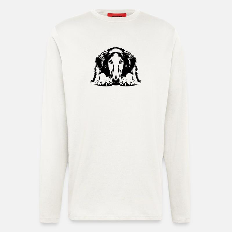 Barsoi Kopf mit Pfoten - Langarmshirt - made by SPREAD  - OFF WHITE