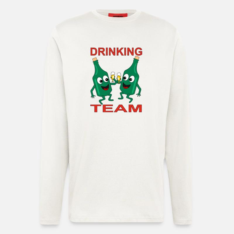 Verschmitzte Bierflaschen Trinkteam - Langarmshirt - made by SPREAD  - OFF WHITE