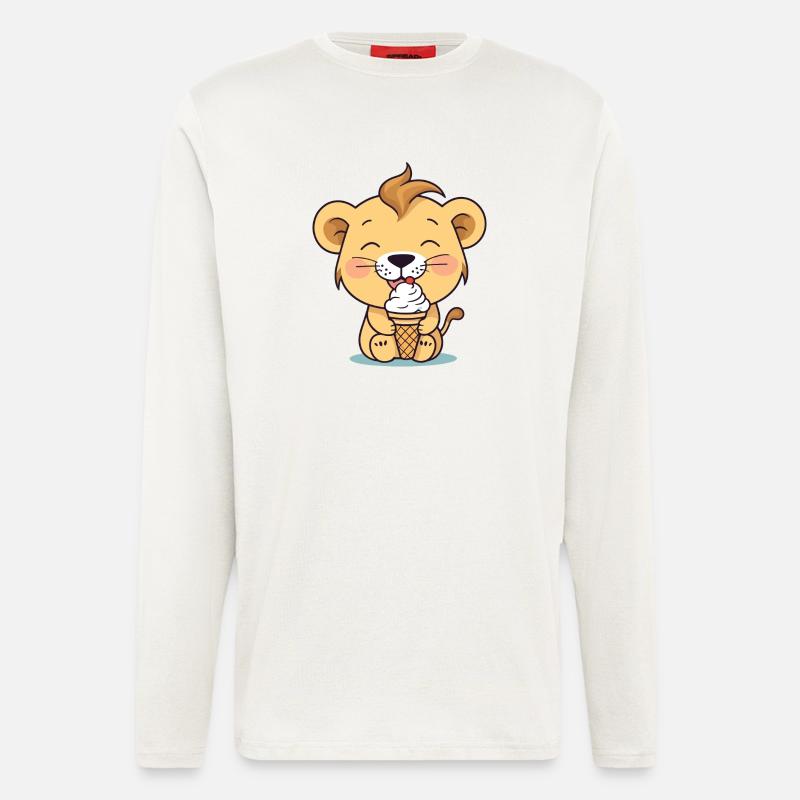 Löwe isst eis - Langarmshirt - made by SPREAD  - OFF WHITE