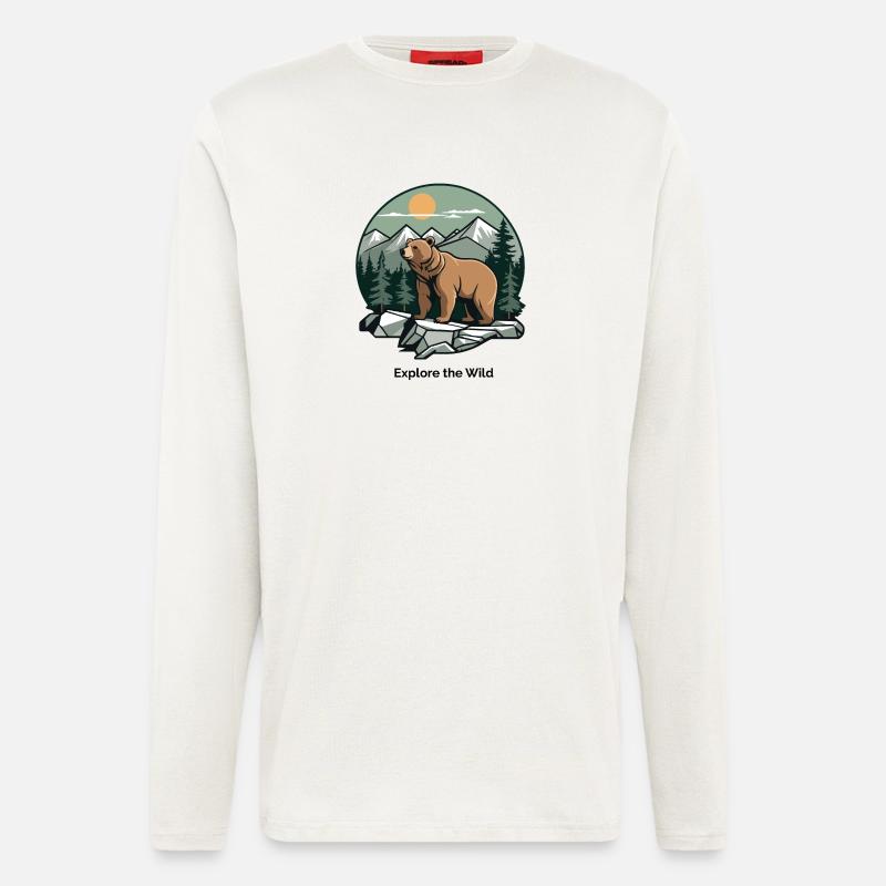 Bär in Berglandschaft Logo - Langarmshirt - made by SPREAD  - OFF WHITE