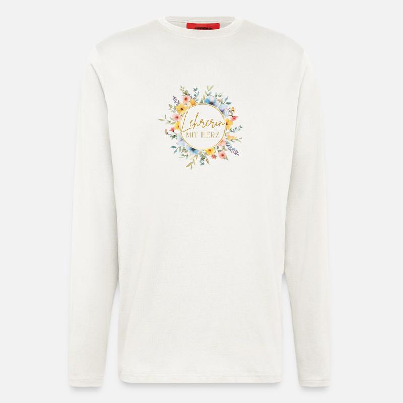 Lehrerin mit Herz! Personalisierbares Design - Langarmshirt - made by SPREAD - OFF WHITE