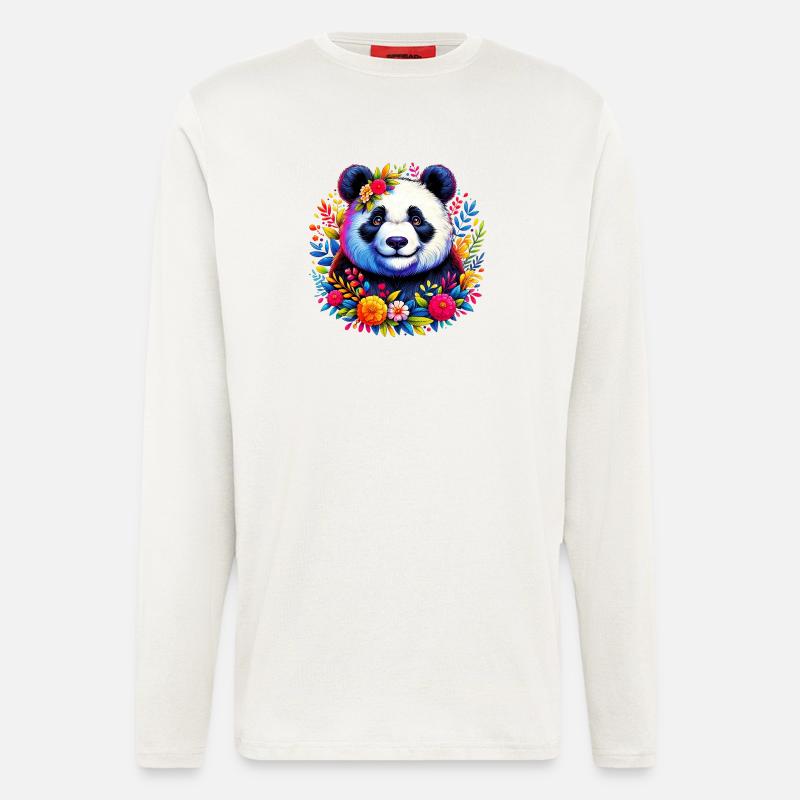 Panda - Manches longues bio décontracté fabriqué en UE - OFF WHITE