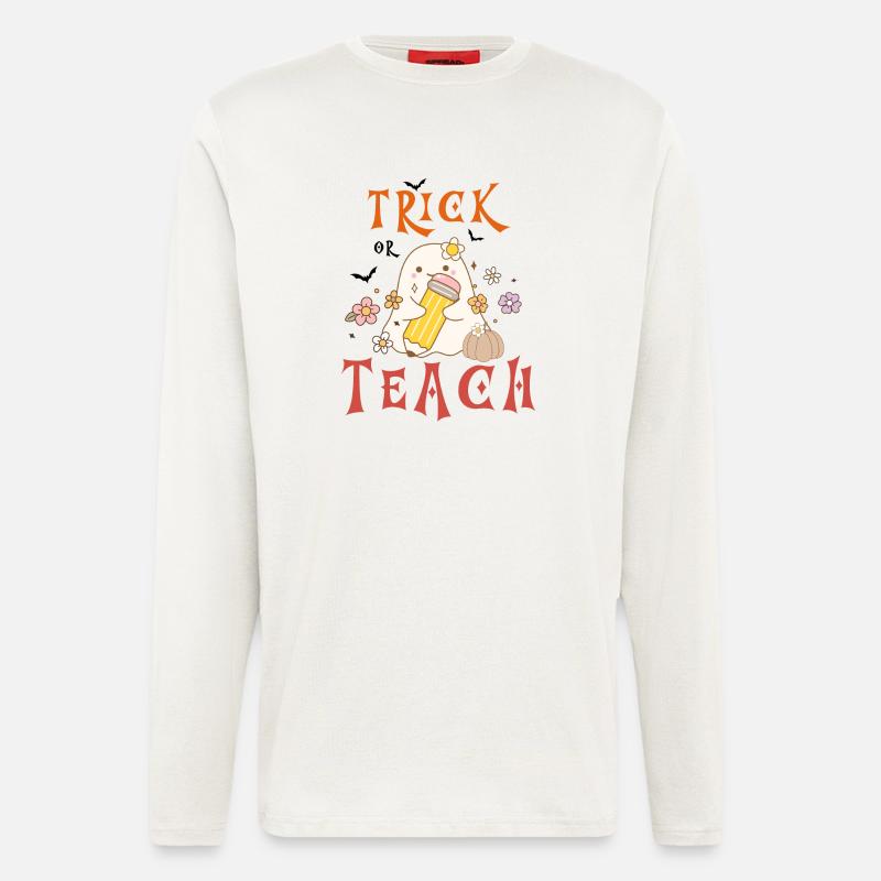 Halloween-Lehrer austricksen oder unterrichten - Langarmshirt - made by SPREAD  - OFF WHITE