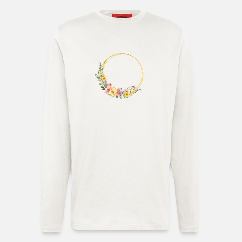Bunter, Blumen-Kranz, personalisierbar - Langarmshirt - made by SPREAD  - OFF WHITE