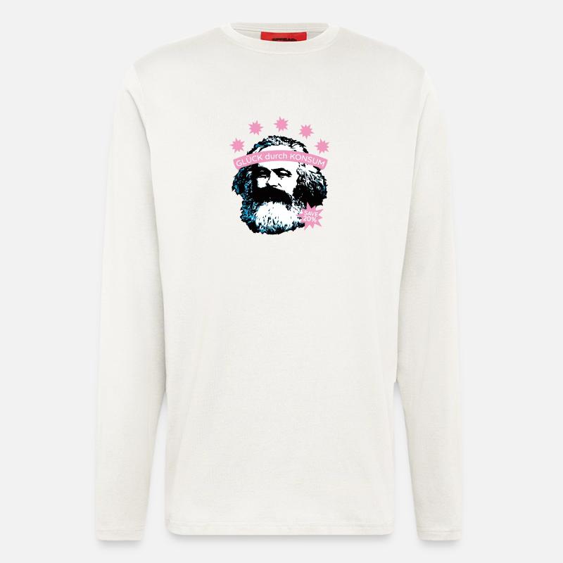 Glück durch Konsum – Bearded Icon - Langarmshirt - made by SPREAD  - OFF WHITE