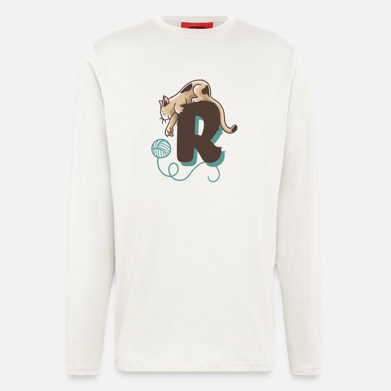 Katze Buchstabe R - Langarmshirt - made by SPREAD  - OFF WHITE