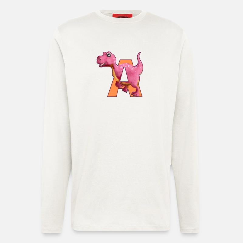A - DINOSAURIER, Personalisierbar - Langarmshirt - made by SPREAD  - OFF WHITE