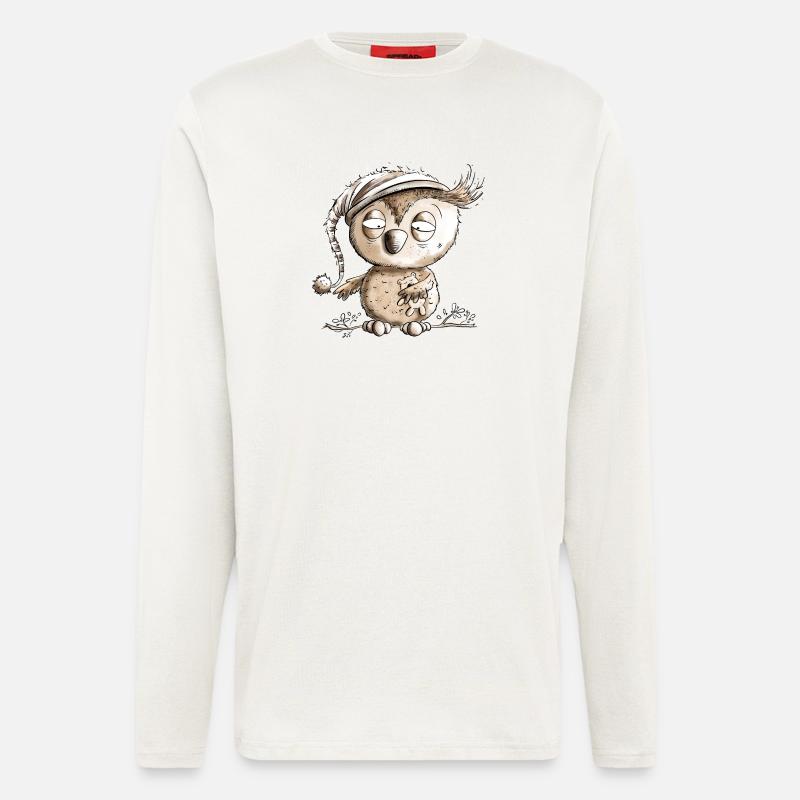 Kleine Nachteule Eule - Langarmshirt - made by SPREAD  - OFF WHITE