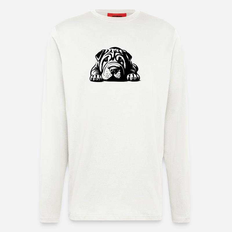 Shar Pei Kopf mit Pfoten - Langarmshirt - made by SPREAD  - OFF WHITE