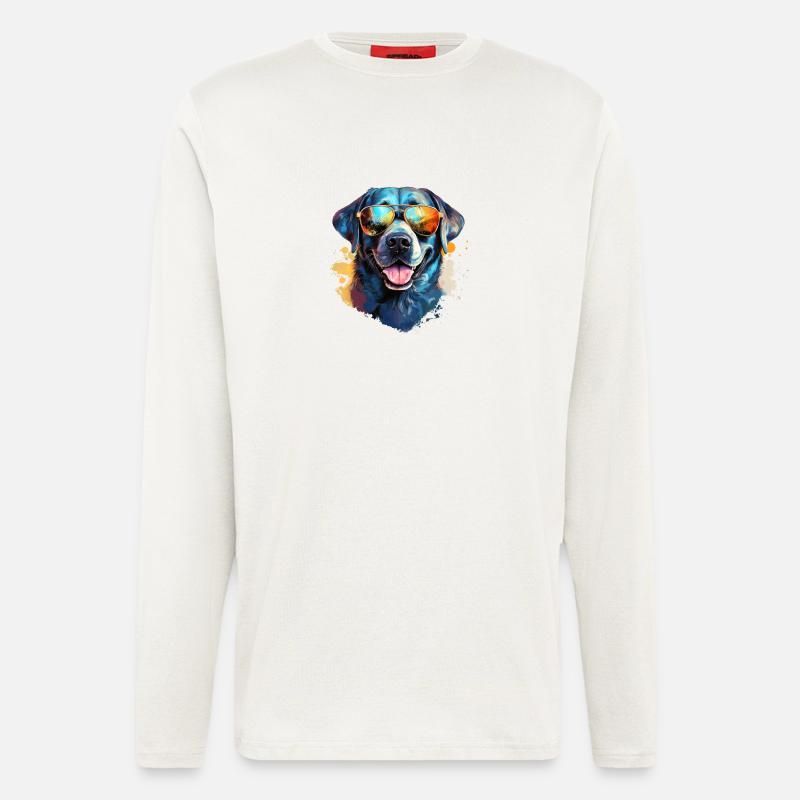 Labrador mit Sonnenbrille - Langarmshirt - made by SPREAD - OFF WHITE