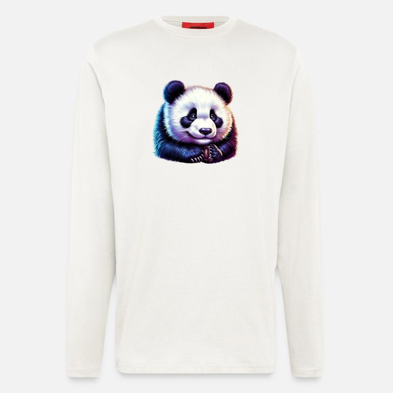 Panda - Manches longues bio décontracté fabriqué en UE - OFF WHITE