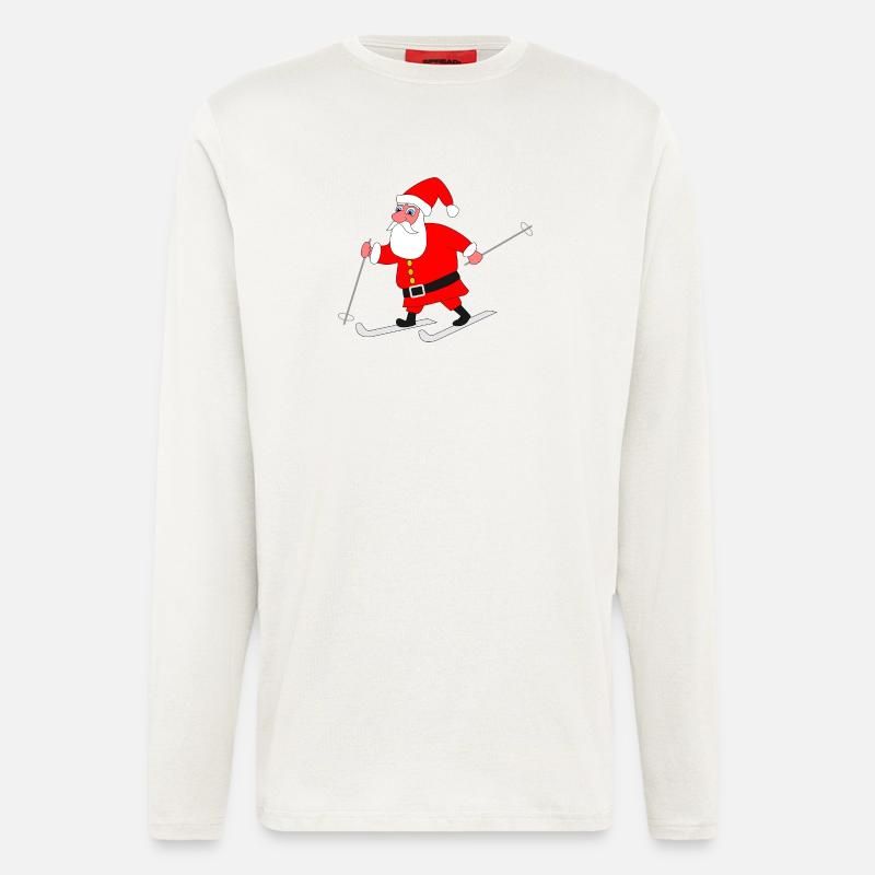 Weihnachtsmann auf Skiern - Langarmshirt - made by SPREAD  - OFF WHITE