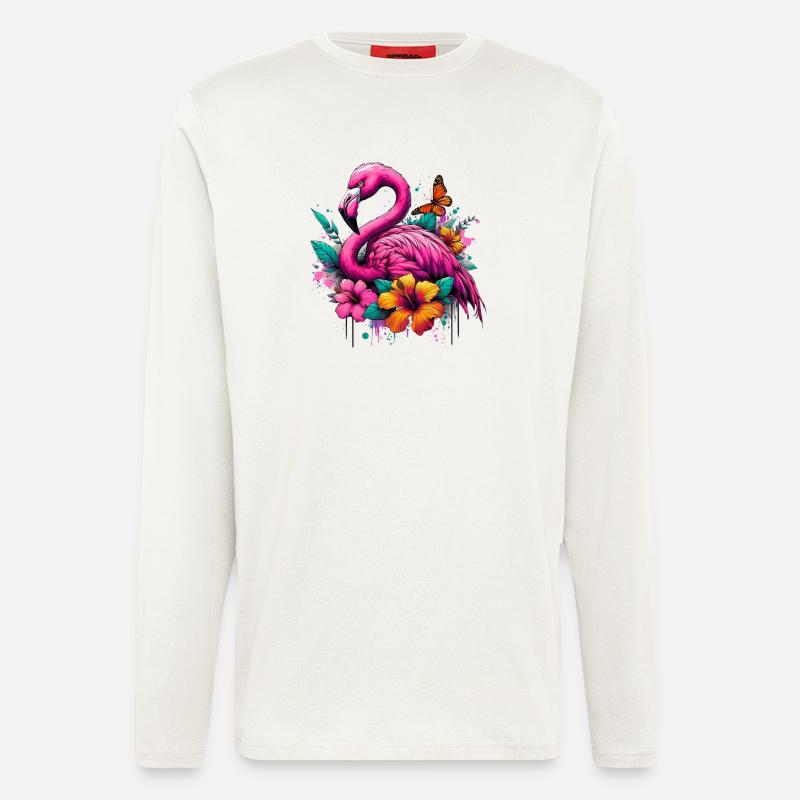 Flamingo - Langarmshirt - made by SPREAD  - OFF WHITE