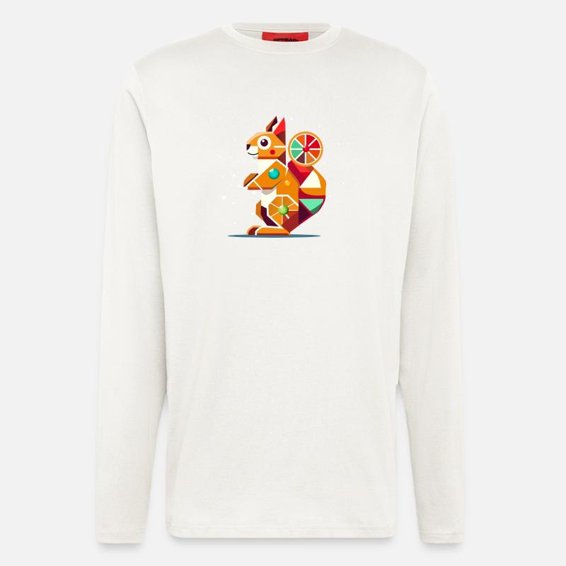 Geometrisches Eichhörnchen-farbenfroher Hingucker - Langarmshirt - made by SPREAD  - OFF WHITE