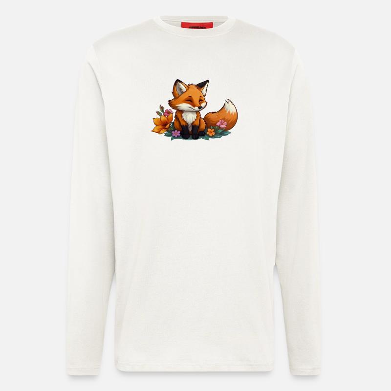 Fuchs mit Blumen - Floral Fox - Langarmshirt - made by SPREAD  - OFF WHITE