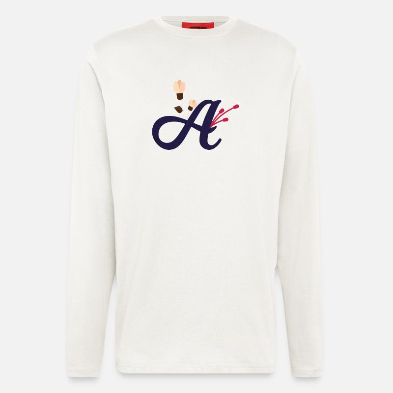 Eleganter Buchstabe 'A' mit Blumen - Langarmshirt - made by SPREAD  - OFF WHITE