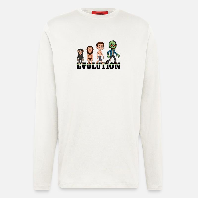 Évolution Zombie - Manches longues bio décontracté fabriqué en UE - OFF WHITE