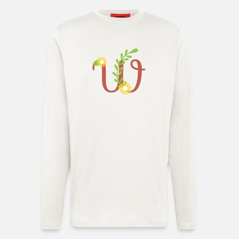 Eleganter Buchstabe 'W' mit Blumen - Langarmshirt - made by SPREAD  - OFF WHITE