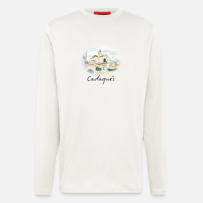 Cadaqués Aquarell - Langarmshirt - made by SPREAD - OFF WHITE