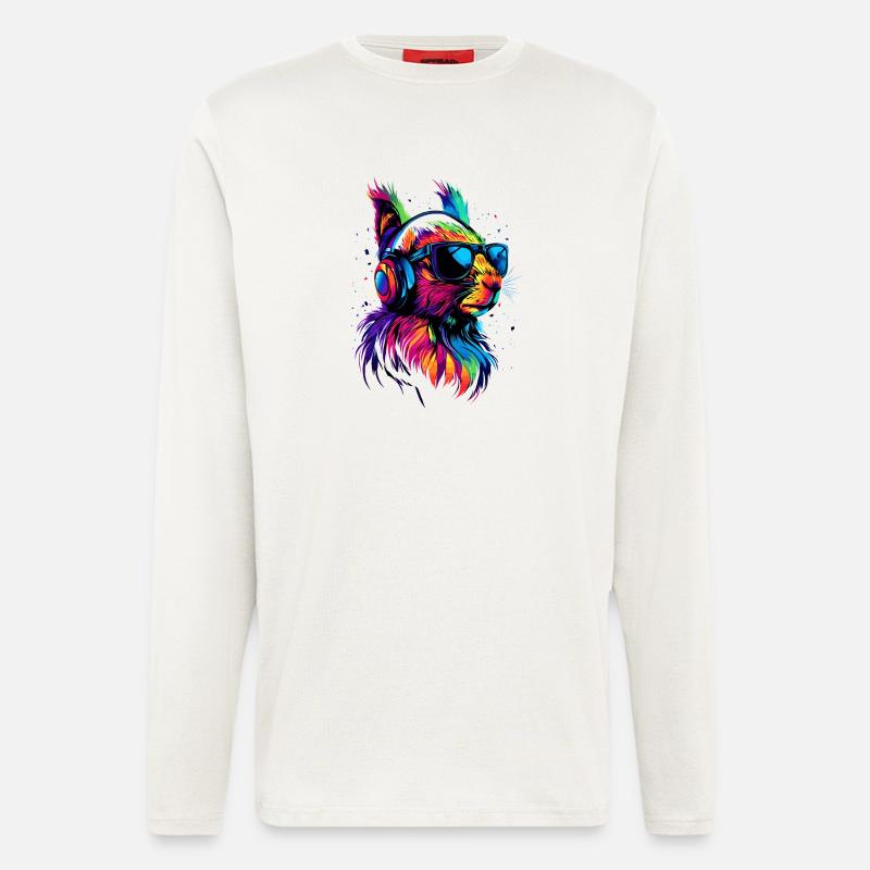 Eichhörnchen Kopfhörer Bunt Popart DJ Eichhörnchen - Langarmshirt - made by SPREAD  - OFF WHITE