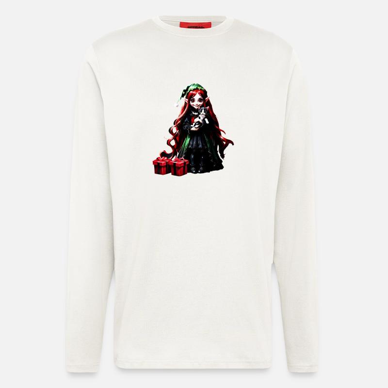 Weihnachtself mit Kätzchen. - Langarmshirt - made by SPREAD  - OFF WHITE