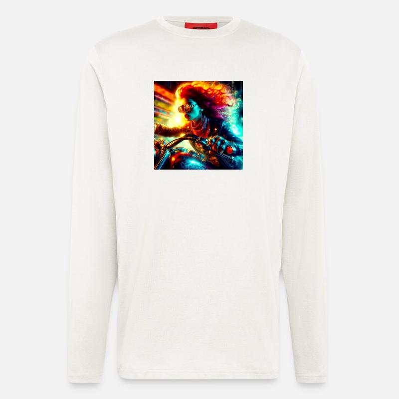 Cyberpunk Motorrad - Langarmshirt - made by SPREAD  - OFF WHITE