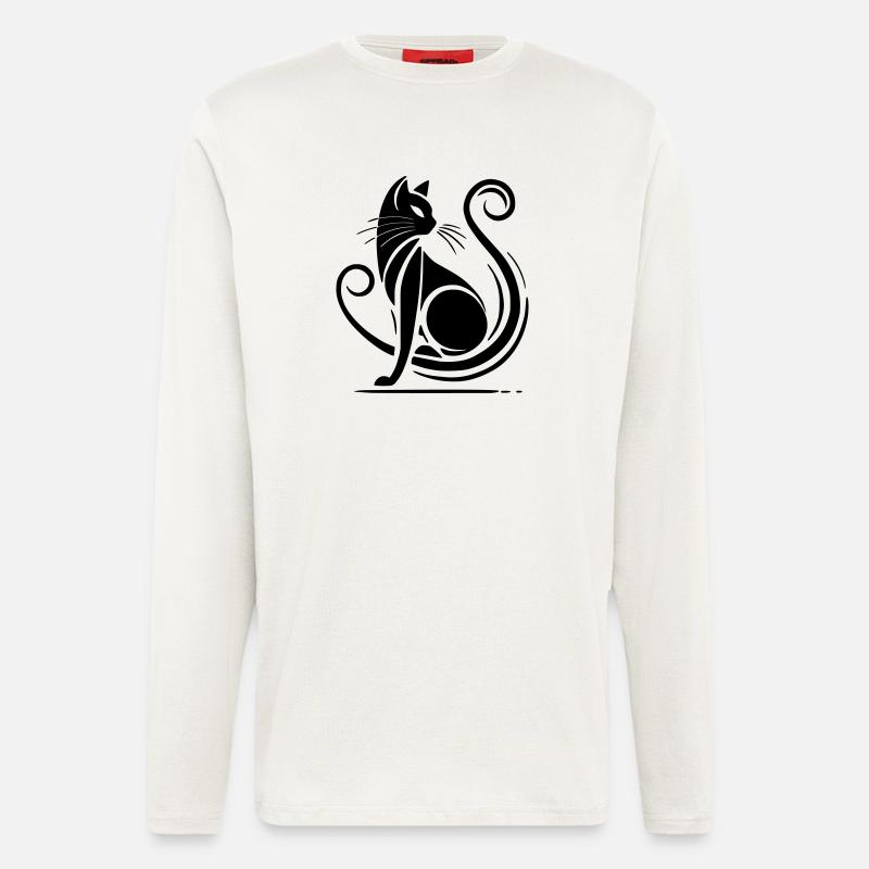 Moderne schwarze Katze - Langarmshirt - made by SPREAD  - OFF WHITE