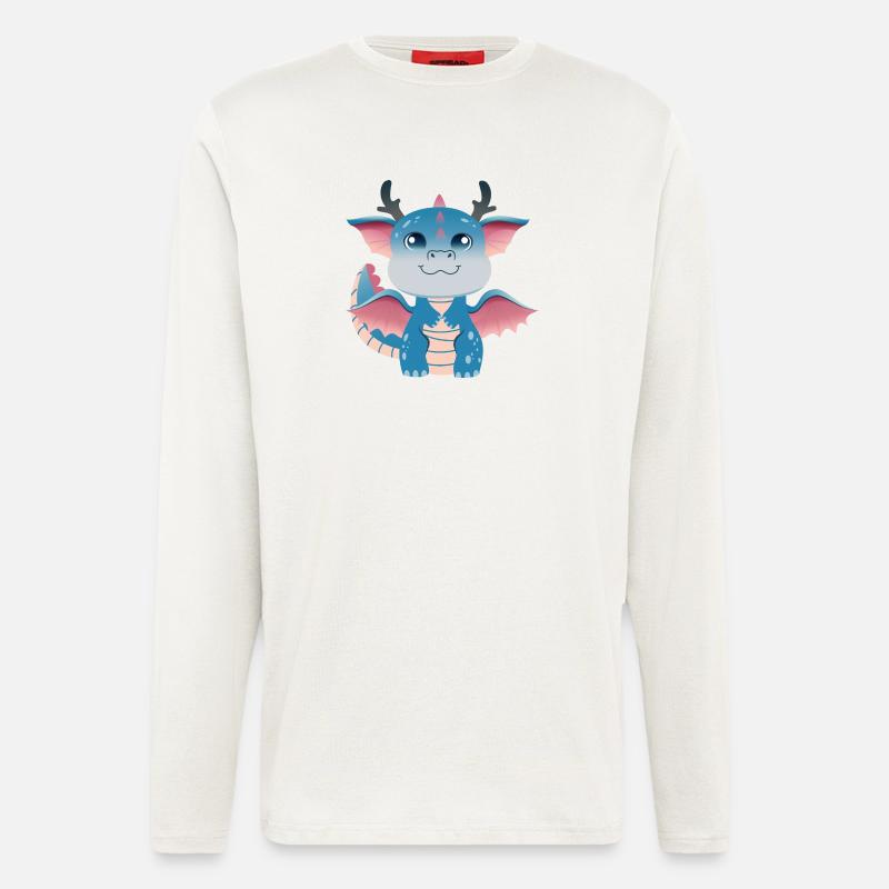 Azurblauer Drachenling-Amulett - Langarmshirt - made by SPREAD  - OFF WHITE
