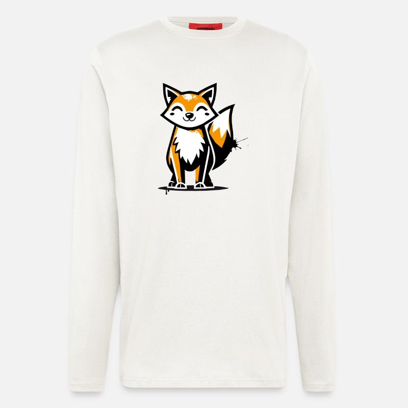 Moderner Fuchs im Stencil Graffiti-Design - Langarmshirt - made by SPREAD  - OFF WHITE