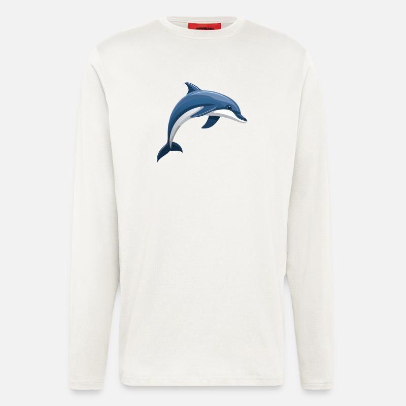Delfin springend blau und weiß - Langarmshirt - made by SPREAD  - OFF WHITE