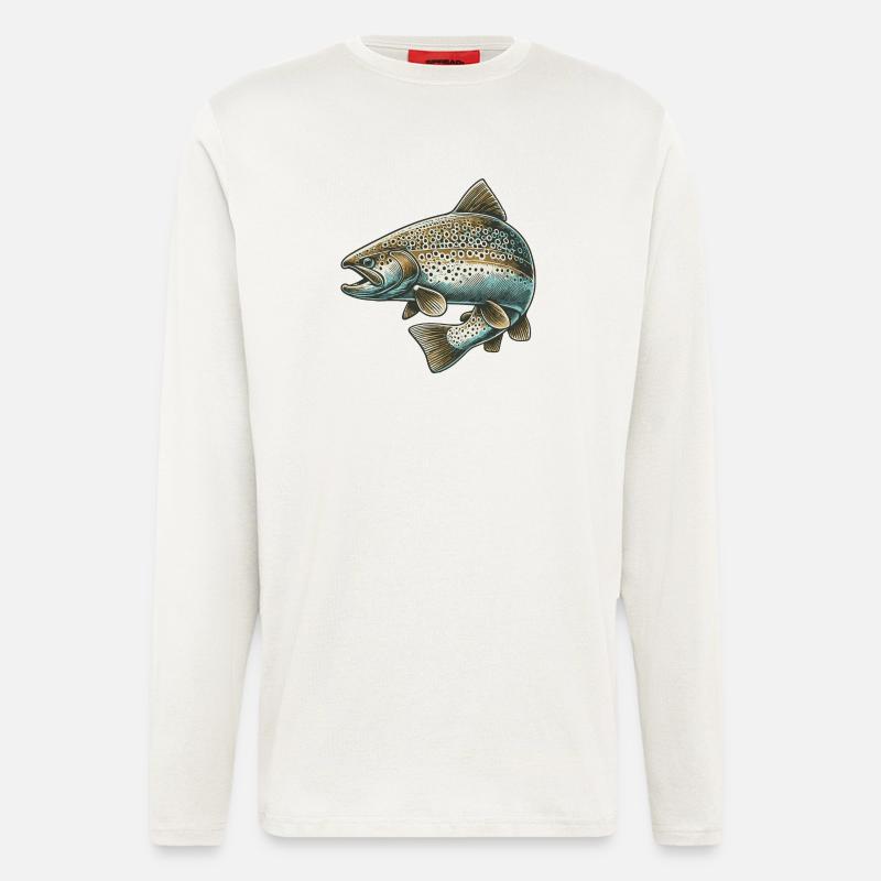 Saumon - Manches longues bio décontracté fabriqué en UE - OFF WHITE