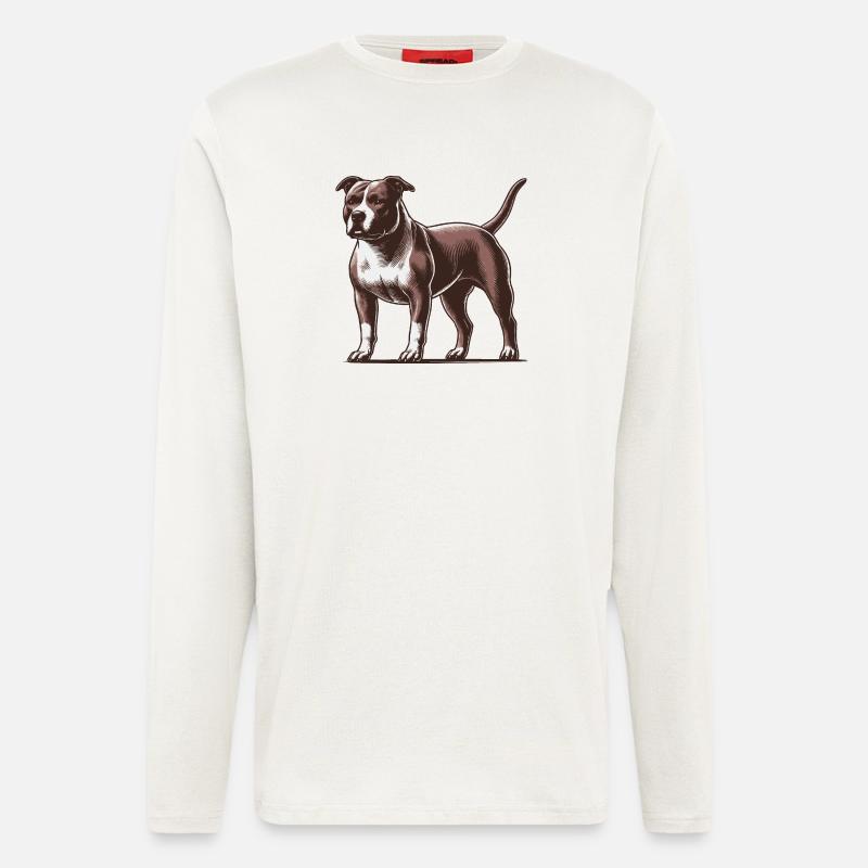 Pitbull - Manches longues bio décontracté fabriqué en UE - OFF WHITE