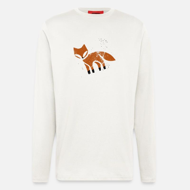 Rustic fox in stamp look - Longsleeve - made by SPREAD  - OFF WHITE
