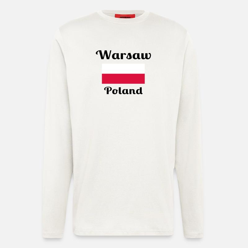 Varsovie, Pologne - Imprimés élégants - Manches longues bio décontracté fabriqué en UE - OFF WHITE