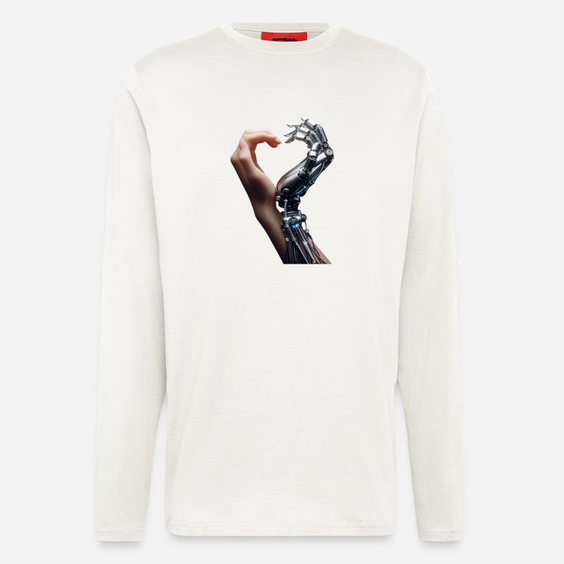 Mensch Roboter Love Hands - Langarmshirt - made by SPREAD  - OFF WHITE