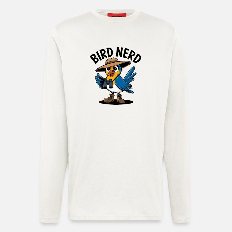 Vogel-Nerd-Entdecker - Langarmshirt - made by SPREAD  - OFF WHITE