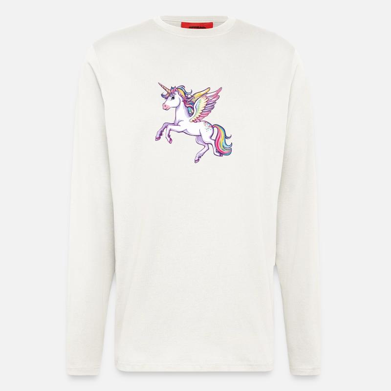 Regenbogenflügel Einhorn - Langarmshirt - made by SPREAD  - OFF WHITE