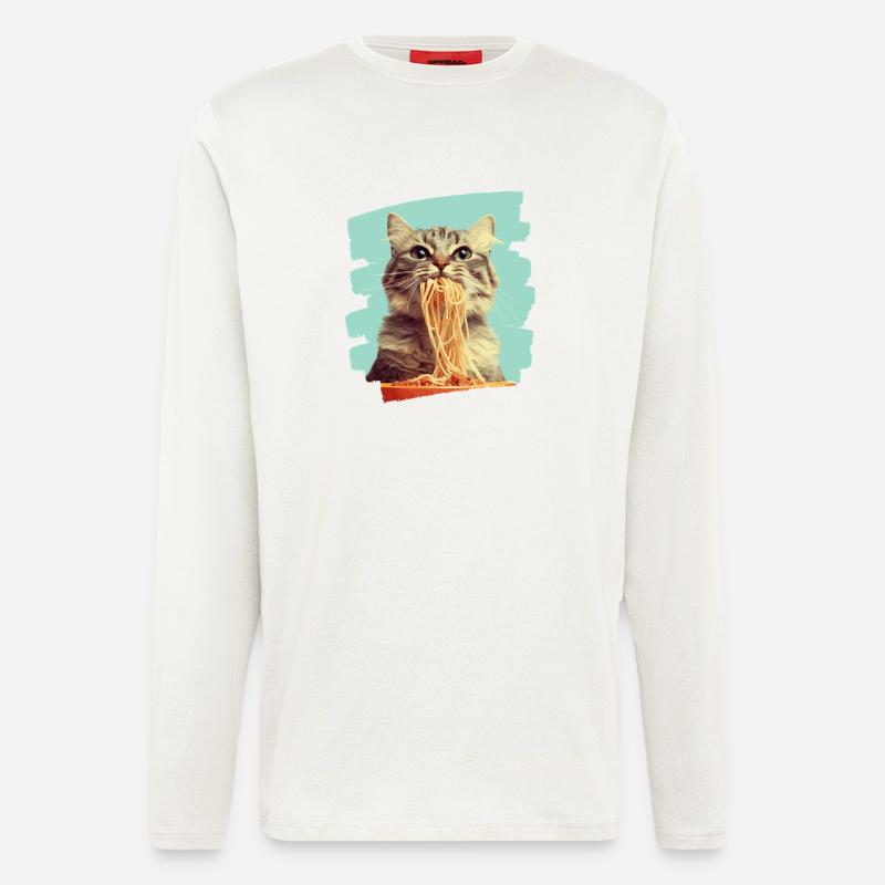 Katze Pasta - Langarmshirt - made by SPREAD  - OFF WHITE
