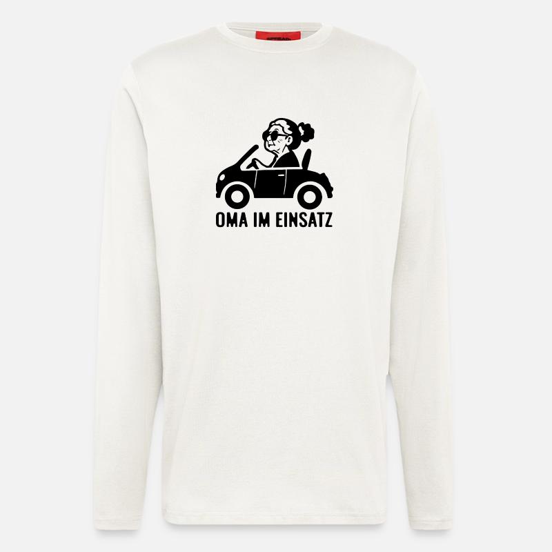 Oma im Einsatz Auto - Langarmshirt - made by SPREAD  - OFF WHITE
